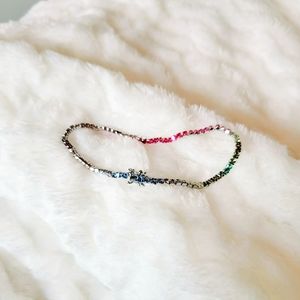Rhodium Plated Rainbow CZ Tennis Bracelet